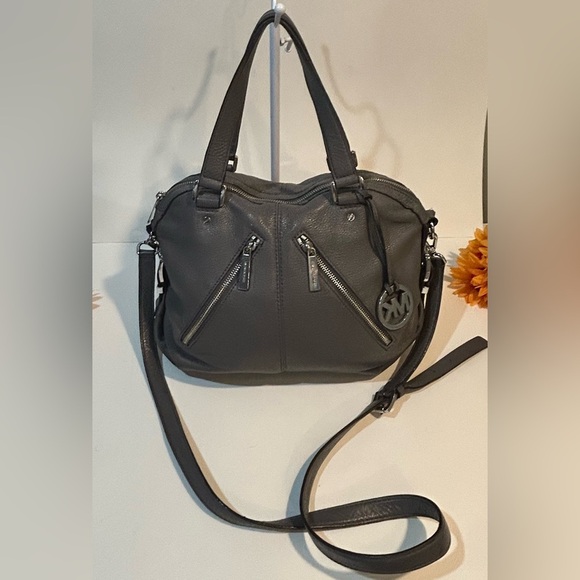 Michael Kors Charcoal Gray pebble leather Leather Satchel hobo crossbody - Picture 1 of 11